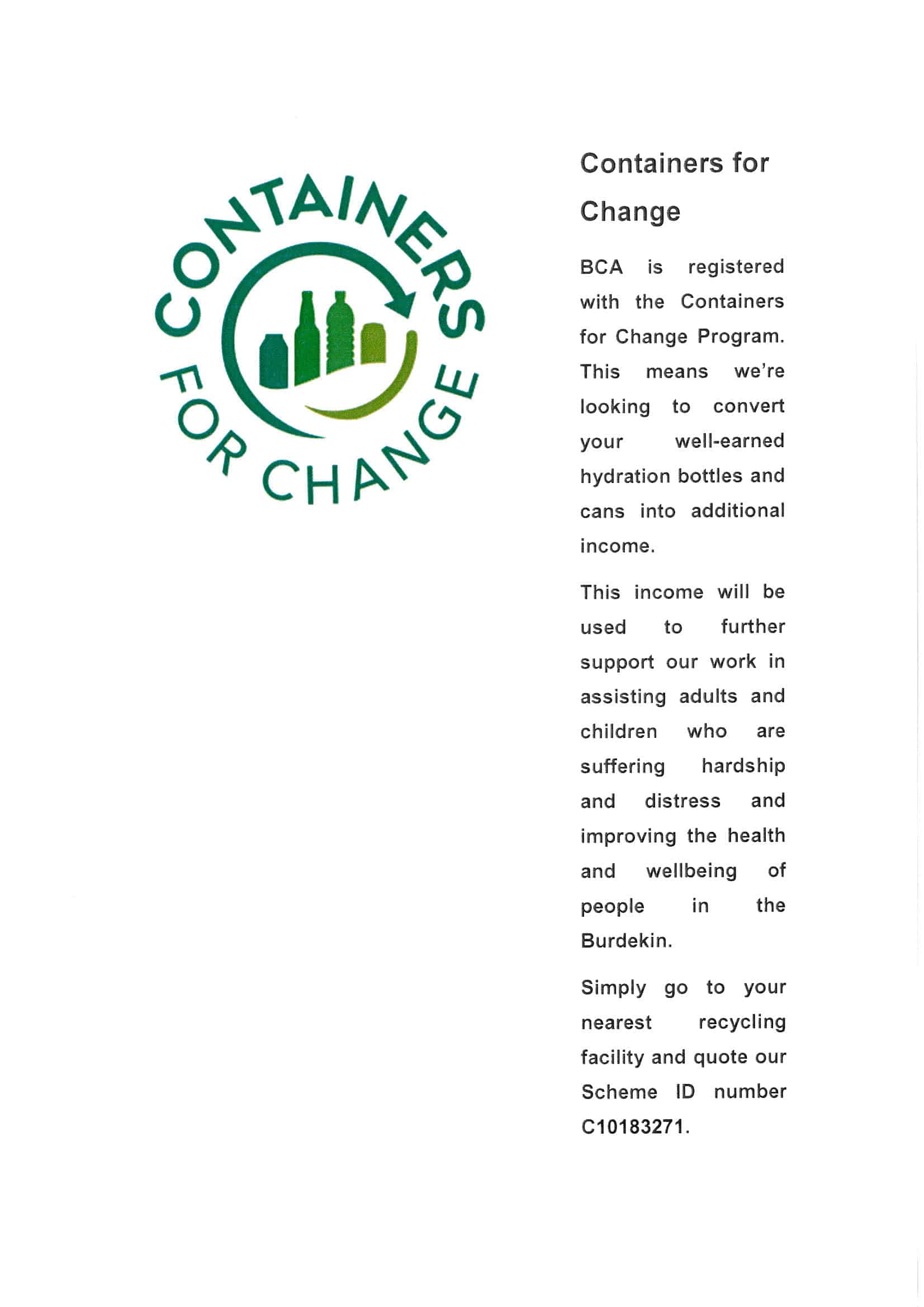 Containers for change - Scheme ID C10183271